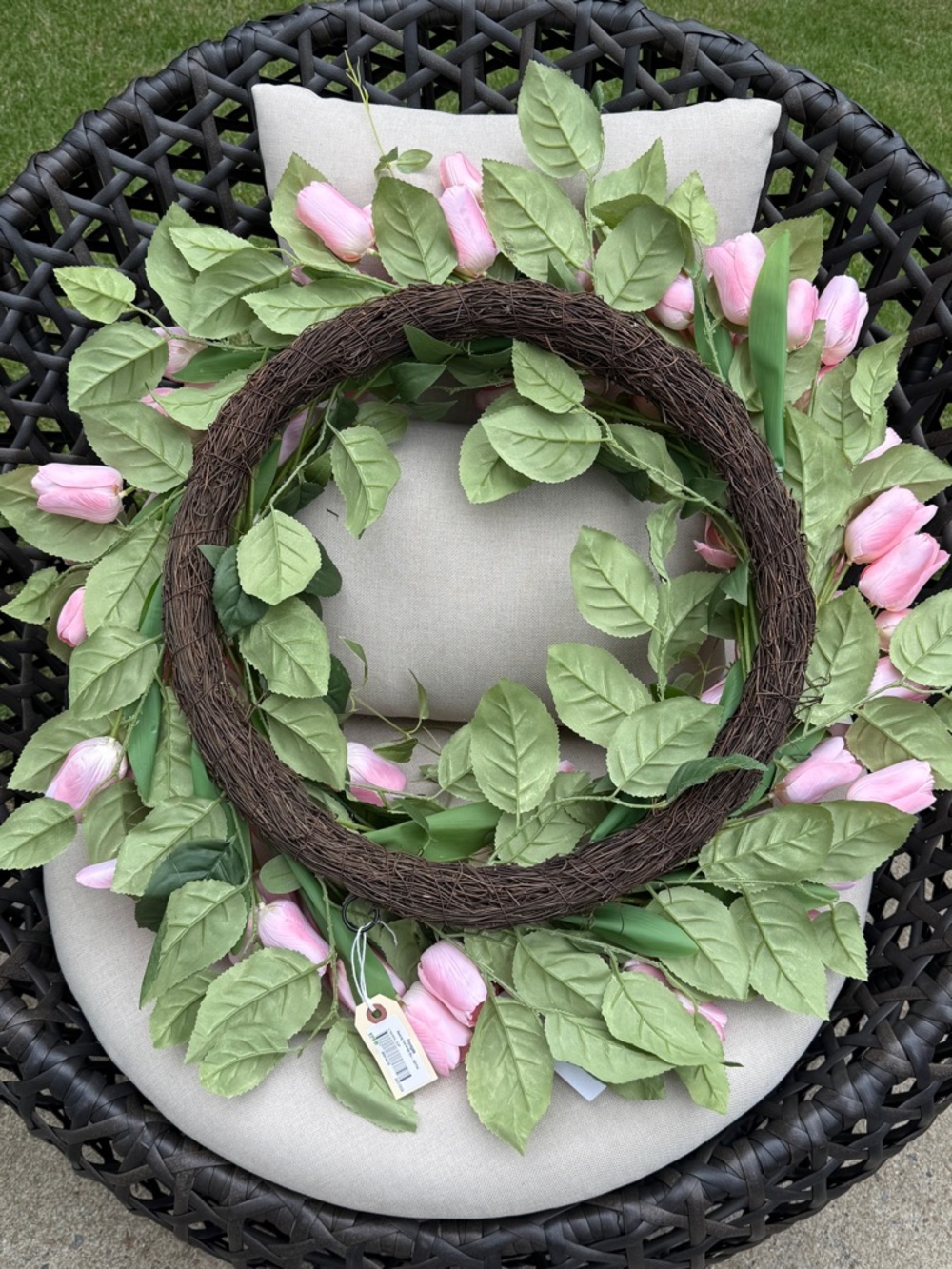 Grandin Road Pink Tulip Floral Wreath - NWT - Picture 8 of 16